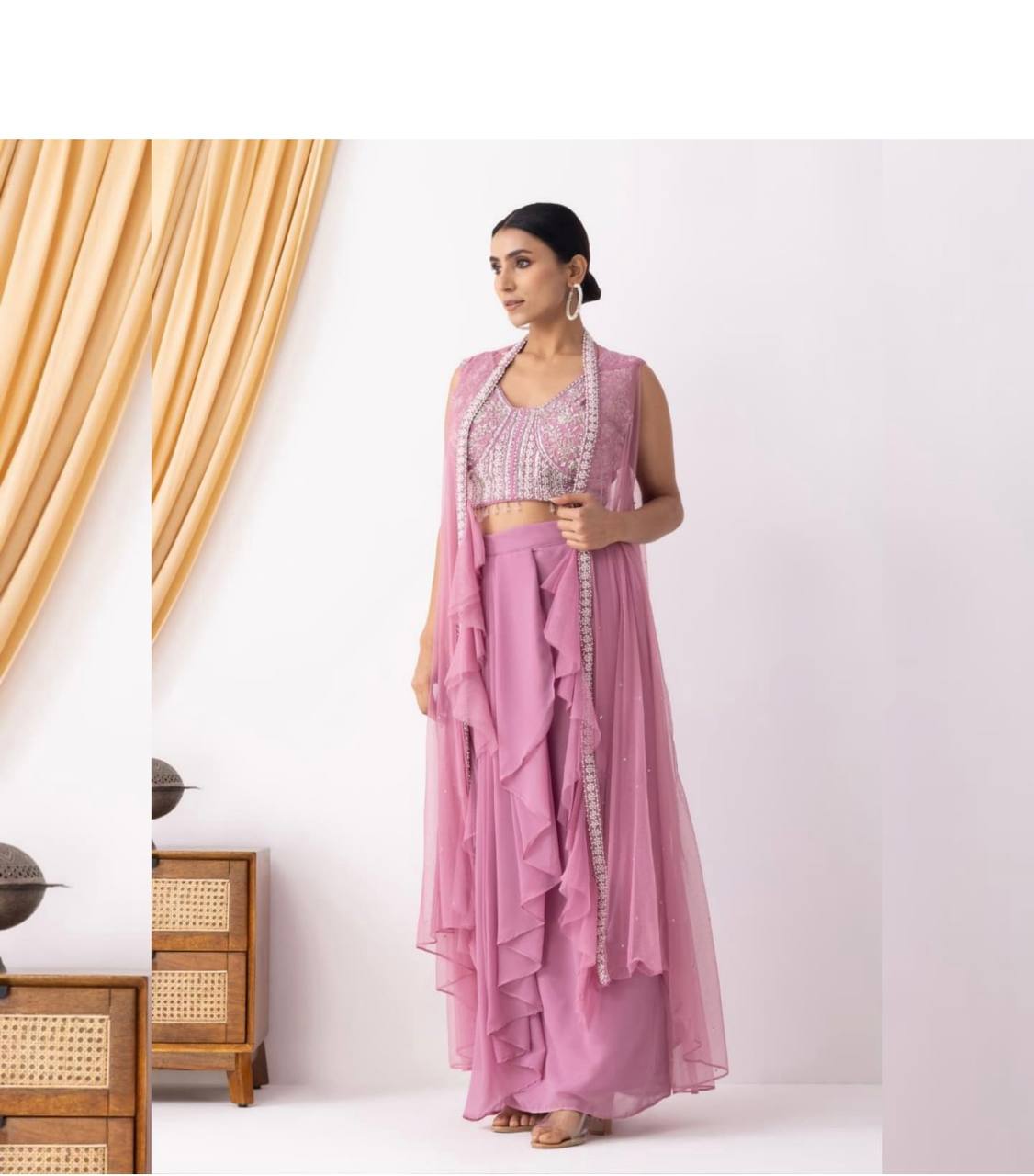WOMEN'S WEAR WEDDING SPECIAL DHOTI SHRUG OUTFIT