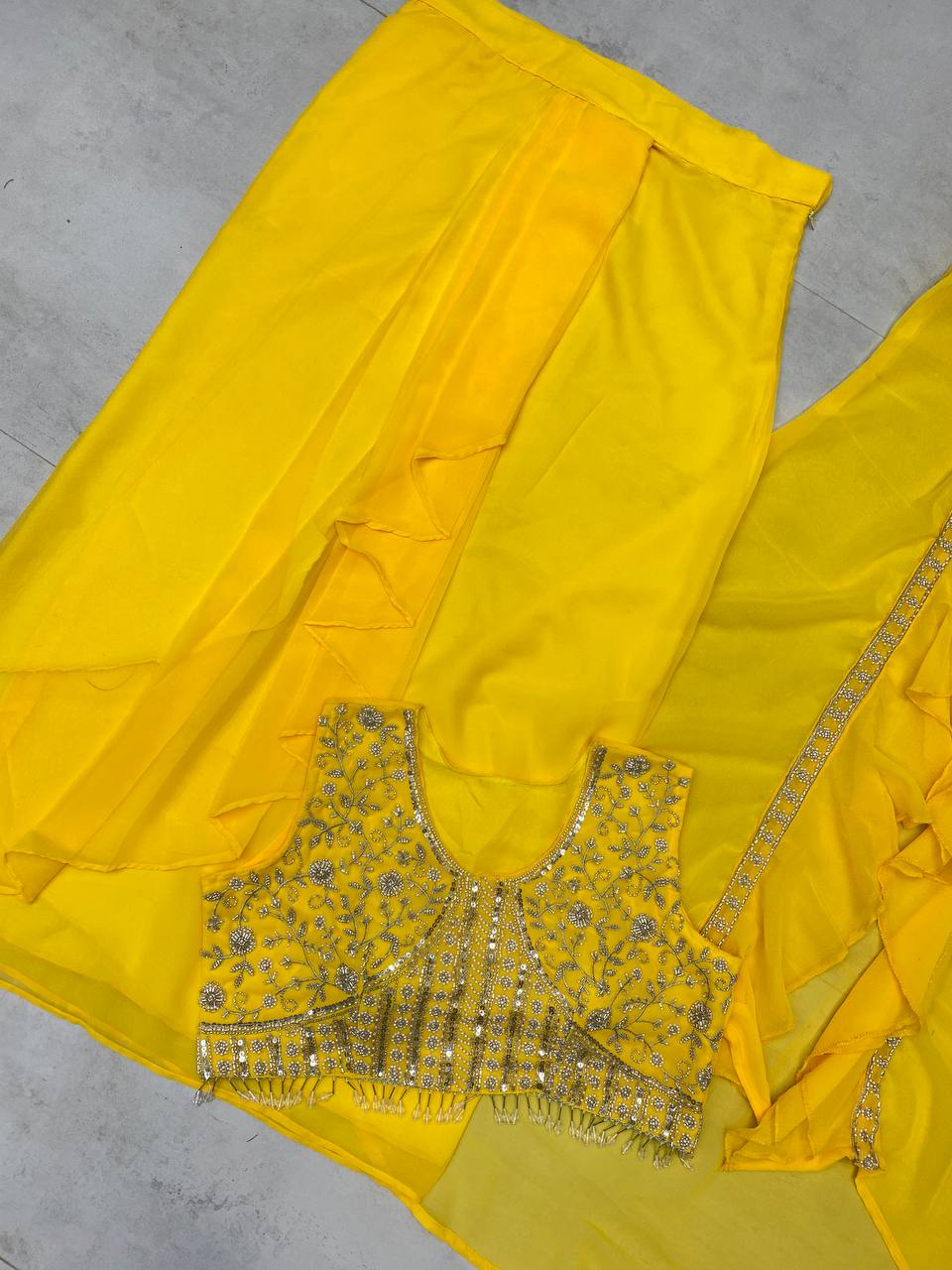 WOMEN'S WEAR WEDDING SPECIAL DHOTI SHRUG OUTFIT