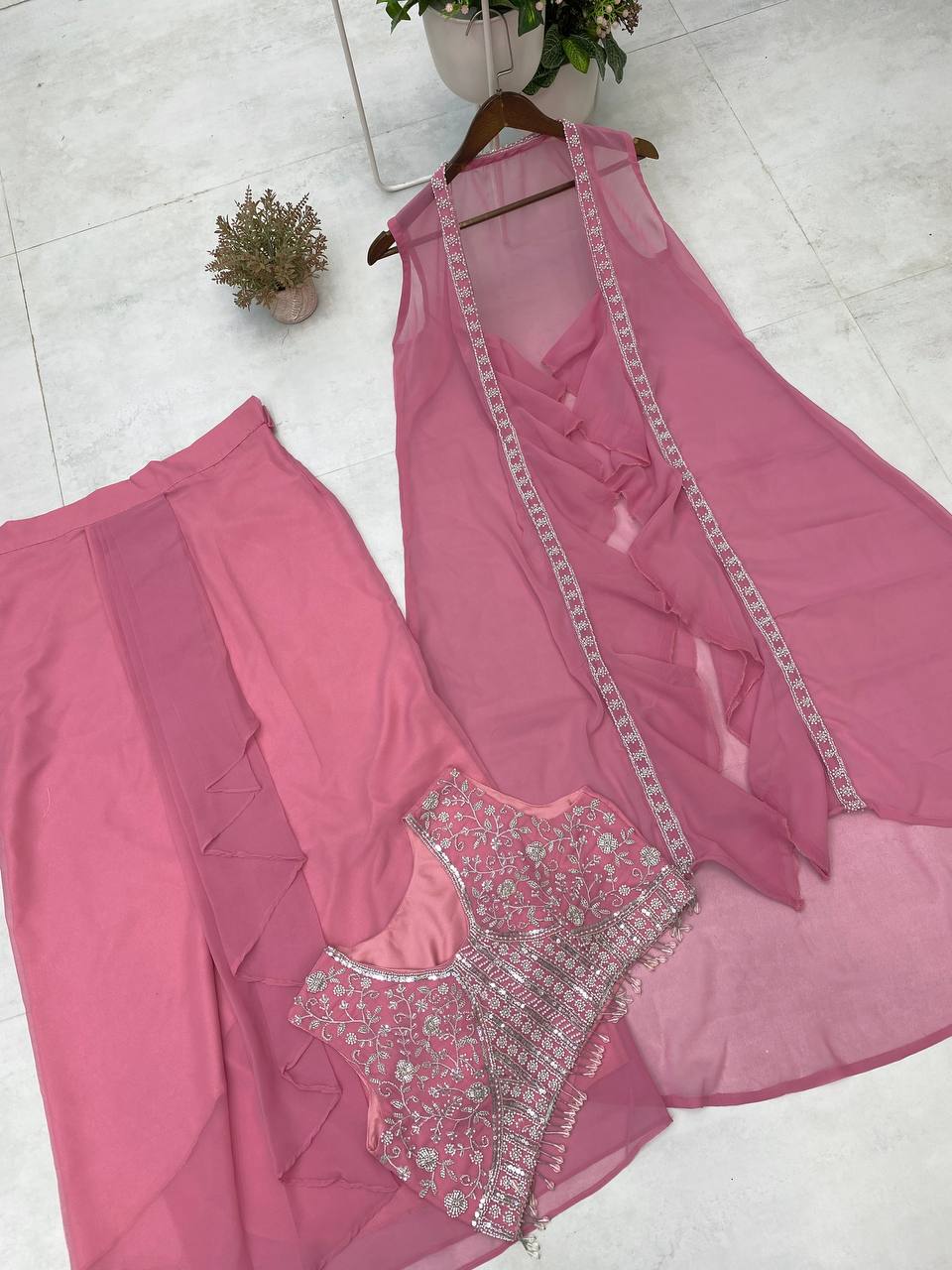 WOMEN'S WEAR WEDDING SPECIAL DHOTI SHRUG OUTFIT