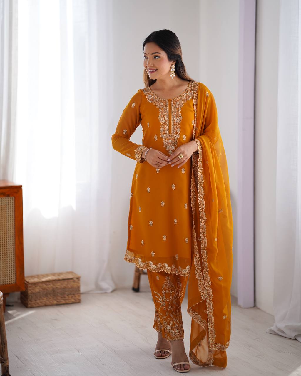 Faux Georgette Thred Work Kurti