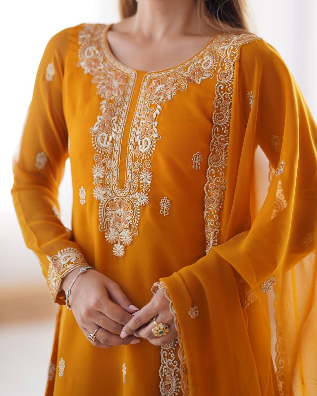 Faux Georgette Thred Work Kurti