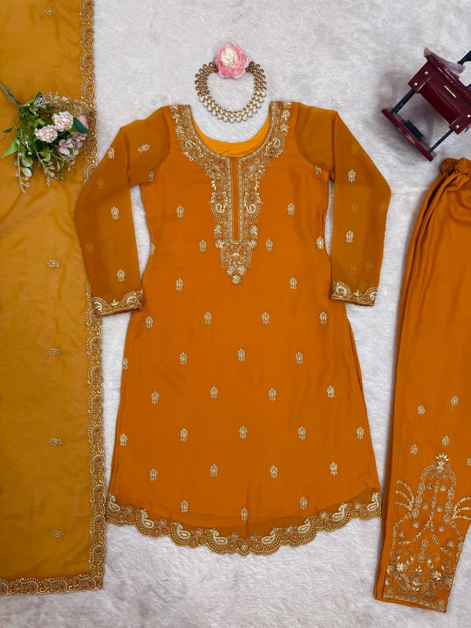 Faux Georgette Thred Work Kurti