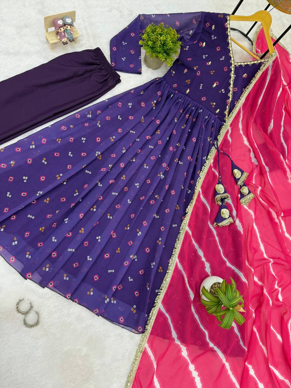 Georgette Fabric With Embroidery Work Gown