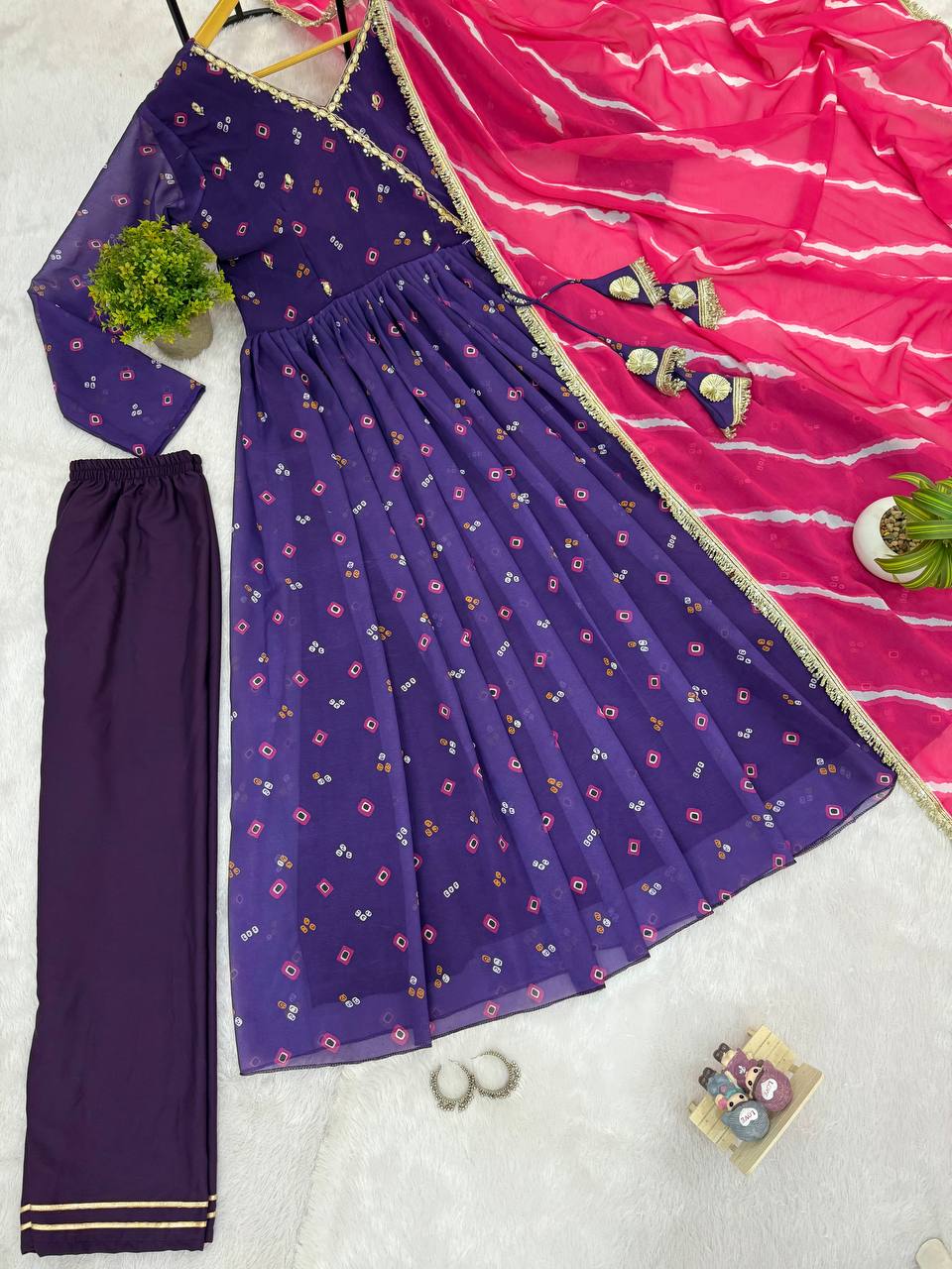 Georgette Fabric With Embroidery Work Gown