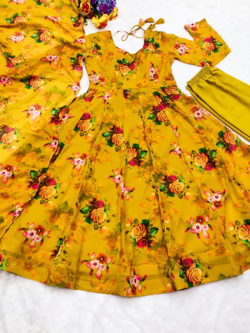 Heavy Faux Georgette Froral Printed Work Anarkali