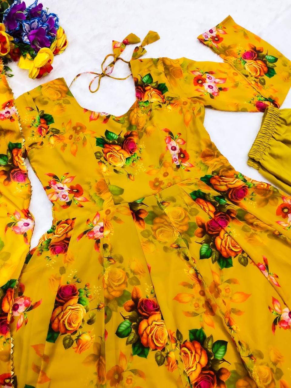 Heavy Faux Georgette Froral Printed Work Anarkali