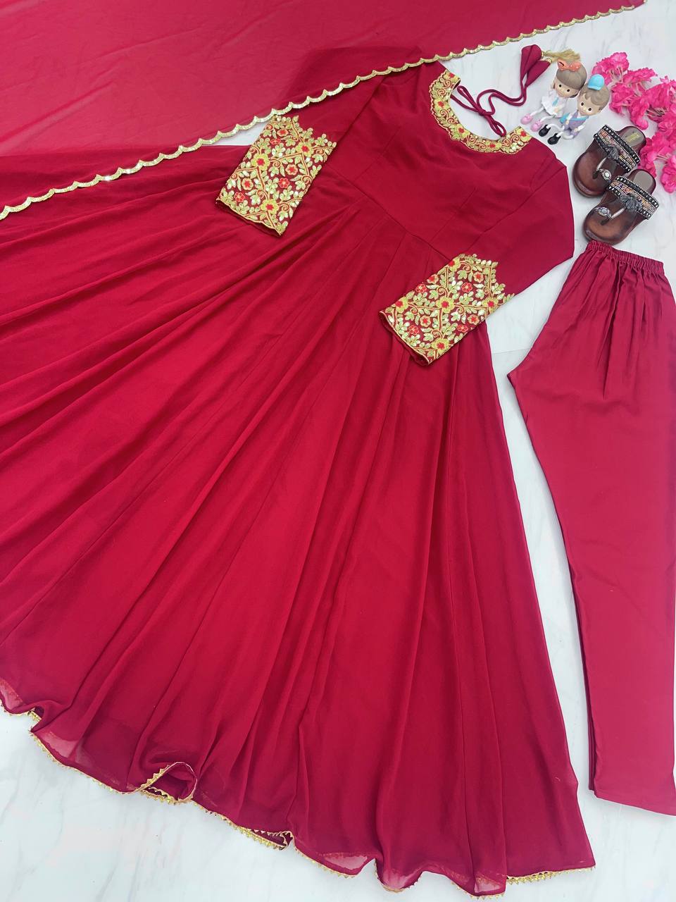 Launching New Party Wear Look Heavy Foux Georgette Anarkali Gown