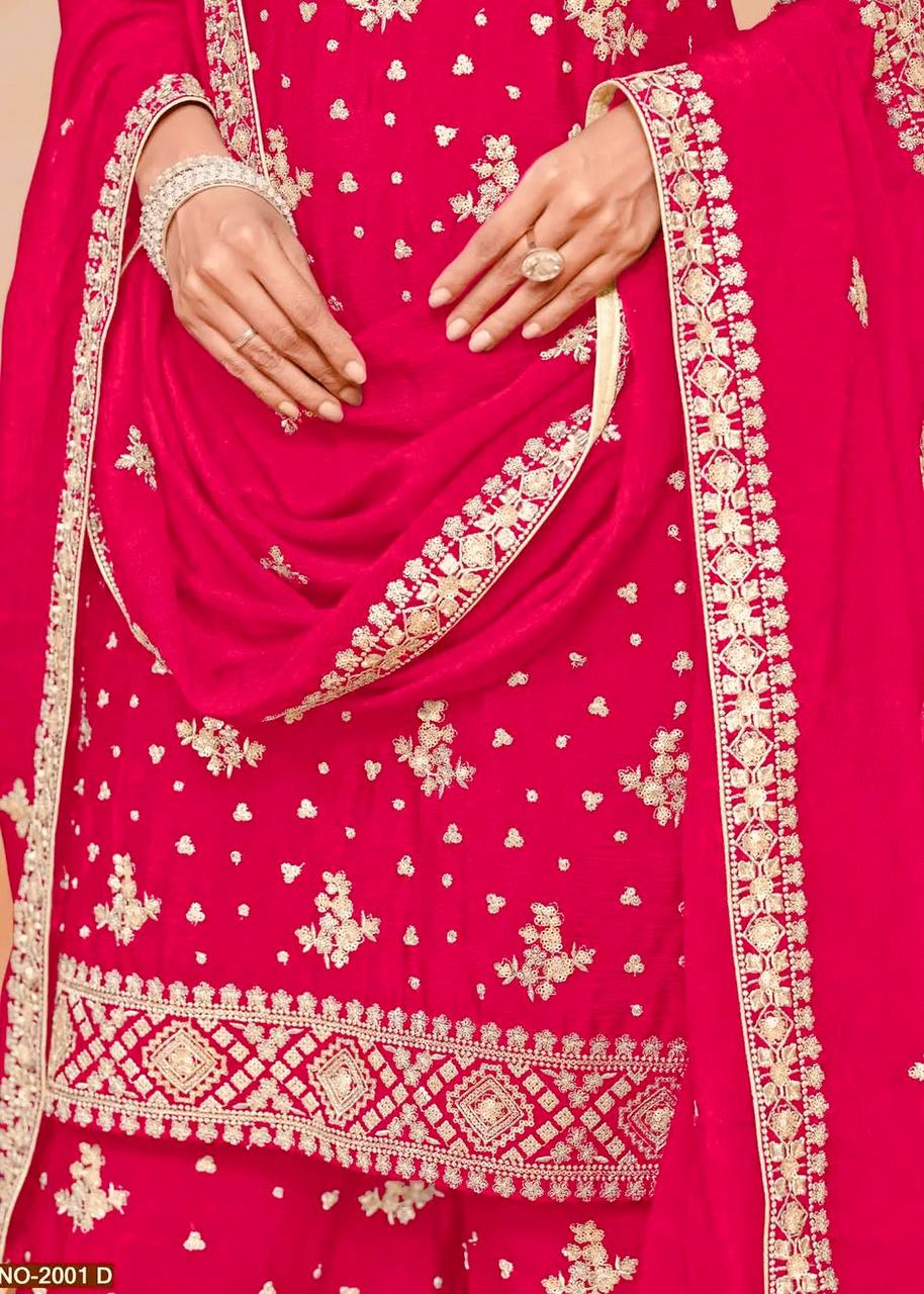 Chinon With Embroidery Sequence Design Work suit and sarara