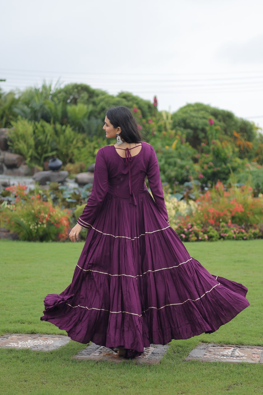 Reyon Fabric Kutchi Gamthi Embroidery Work Gown