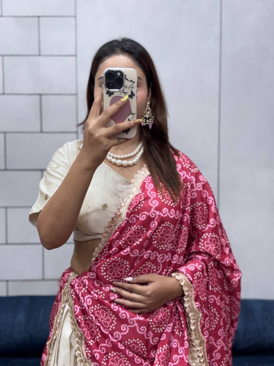 Soft Chinon Silk With Flower Embroidery Design Work Lehenga