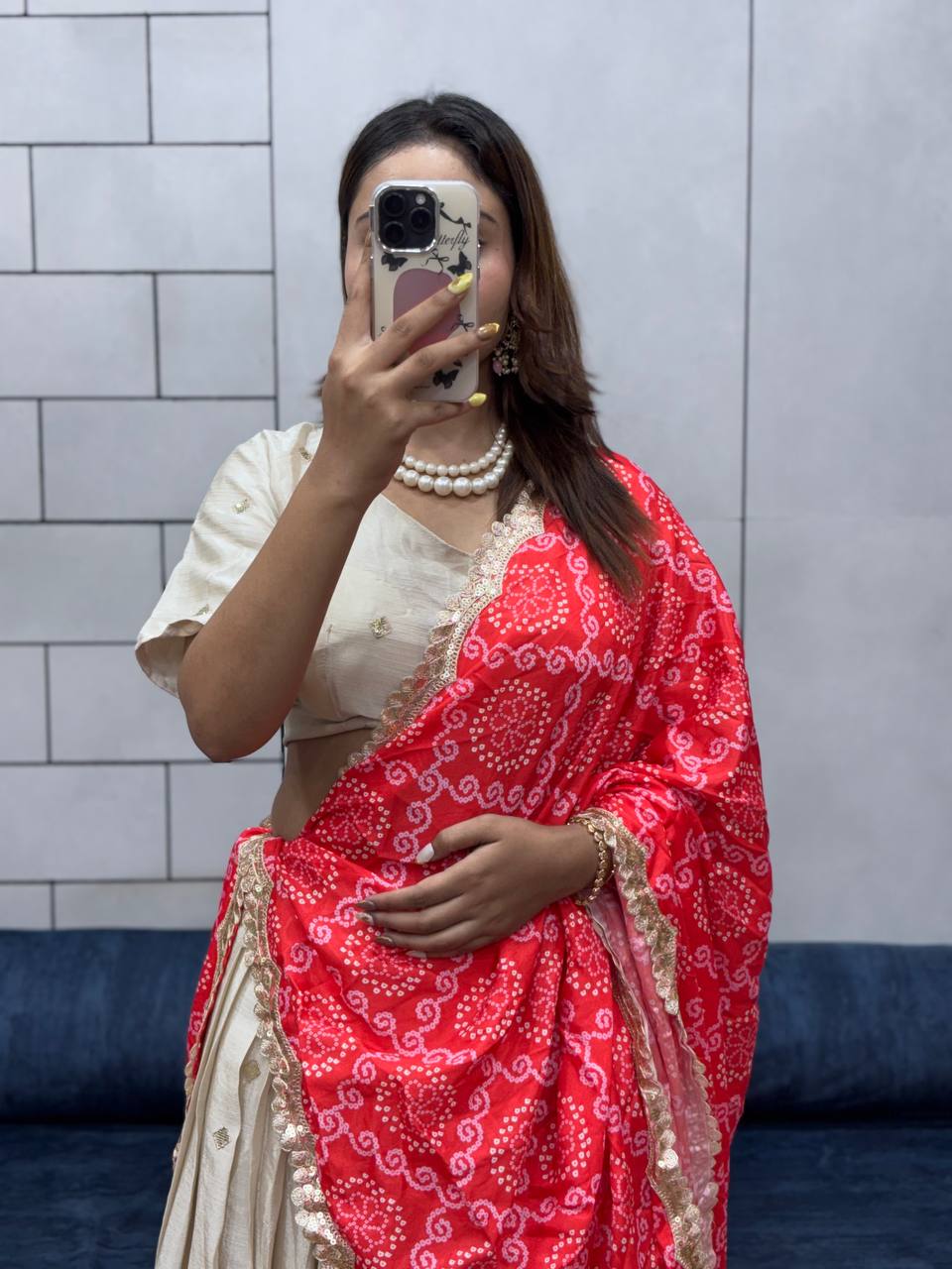 Soft Chinon Silk With Flower Embroidery Design Work Lehenga