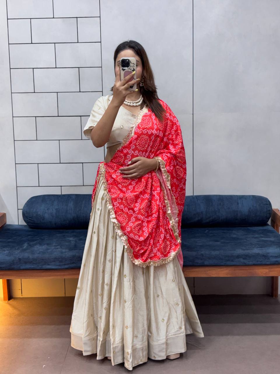 Soft Chinon Silk With Flower Embroidery Design Work Lehenga